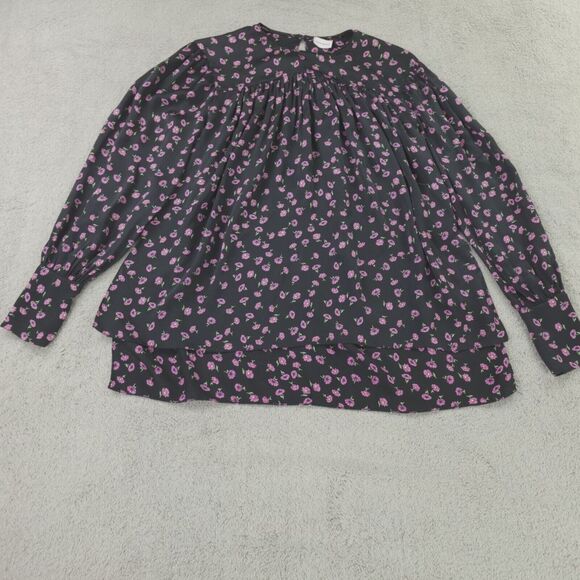 Magda Butrym Tops - Magda Butrym Silk Floral Print Blouse Golem High Low Side‎ Slit